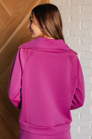 Hamptons Travel Half Zip Scuba Pullover in Magenta by Dear Scarlett