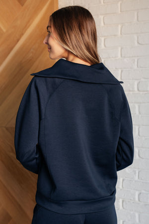 Hamptons Travel Half Zip Scuba Pullover in Navy by Dear Scarlett