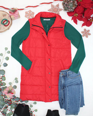PREBOOK Harlow Long Vest - Red