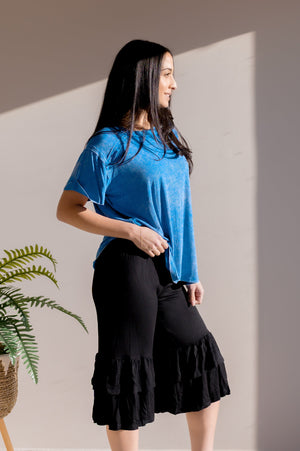 Hazy Wash Rib Top Royal Blue