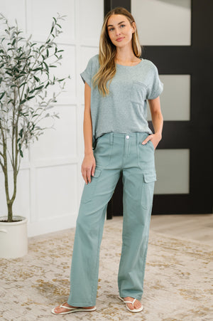 Zenana Heathered Harmony Basic Tee in Ash Jade