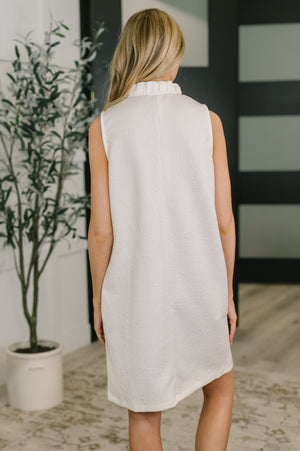High Tide High Neck Embossed Sleeveless Dress in Off White by Dear Scarlett