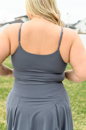 Hot Yoga Tank with Bra in Titanium