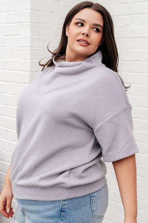 I Just Felt Like It Mock Neck Top in Mystic Grey by Rae Mode