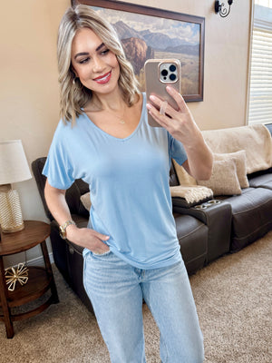 Chloe Cozy Tee - Sky Blue by Michelle Mae