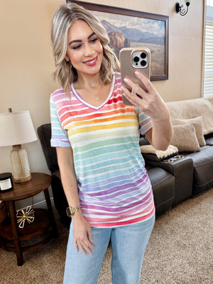 Sophie Top - Rainbow Stripes by Michelle Mae