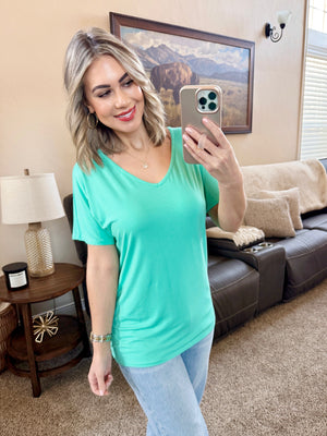 Chloe Cozy Tee - Turquoise by Michelle Mae