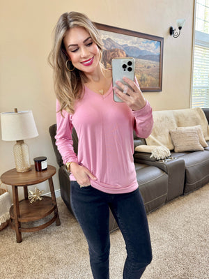 Larissa Long Sleeve Top - Rose by Michelle Mae