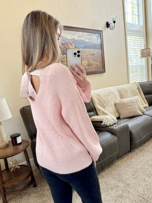 Bethany Bow Knit Sweater - Light Pink by Michelle Mae