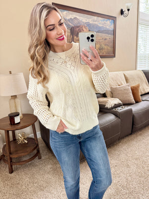 Jasmine Open Knit Sweater - Ivory by Michelle Mae