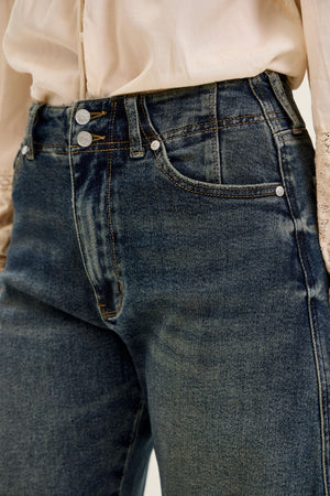 Judy Blue High Waist Marlow Double Button Hollywood Waistband Vintage Wash Jeans