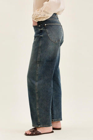 Judy Blue High Waist Marlow Double Button Hollywood Waistband Vintage Wash Jeans