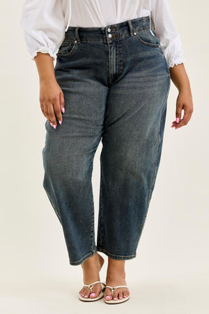 Judy Blue High Waist Marlow Double Button Hollywood Waistband Vintage Wash Jeans
