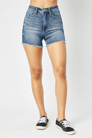 Judy Blue High Rise Tummy Control Fray Hem Shorts