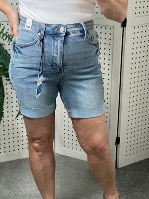Judy Blue High Waist Tummy Control Cool Cutoff Cuffed Denim Shorts