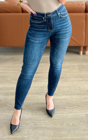 Judy Blue Hi Rise Tummy Control Raw Hem Skinny Jeans