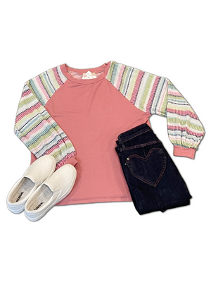 Candy Striped Raglan Pullover