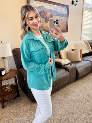 Brenna Button Down Top - Teal by Michelle Mae