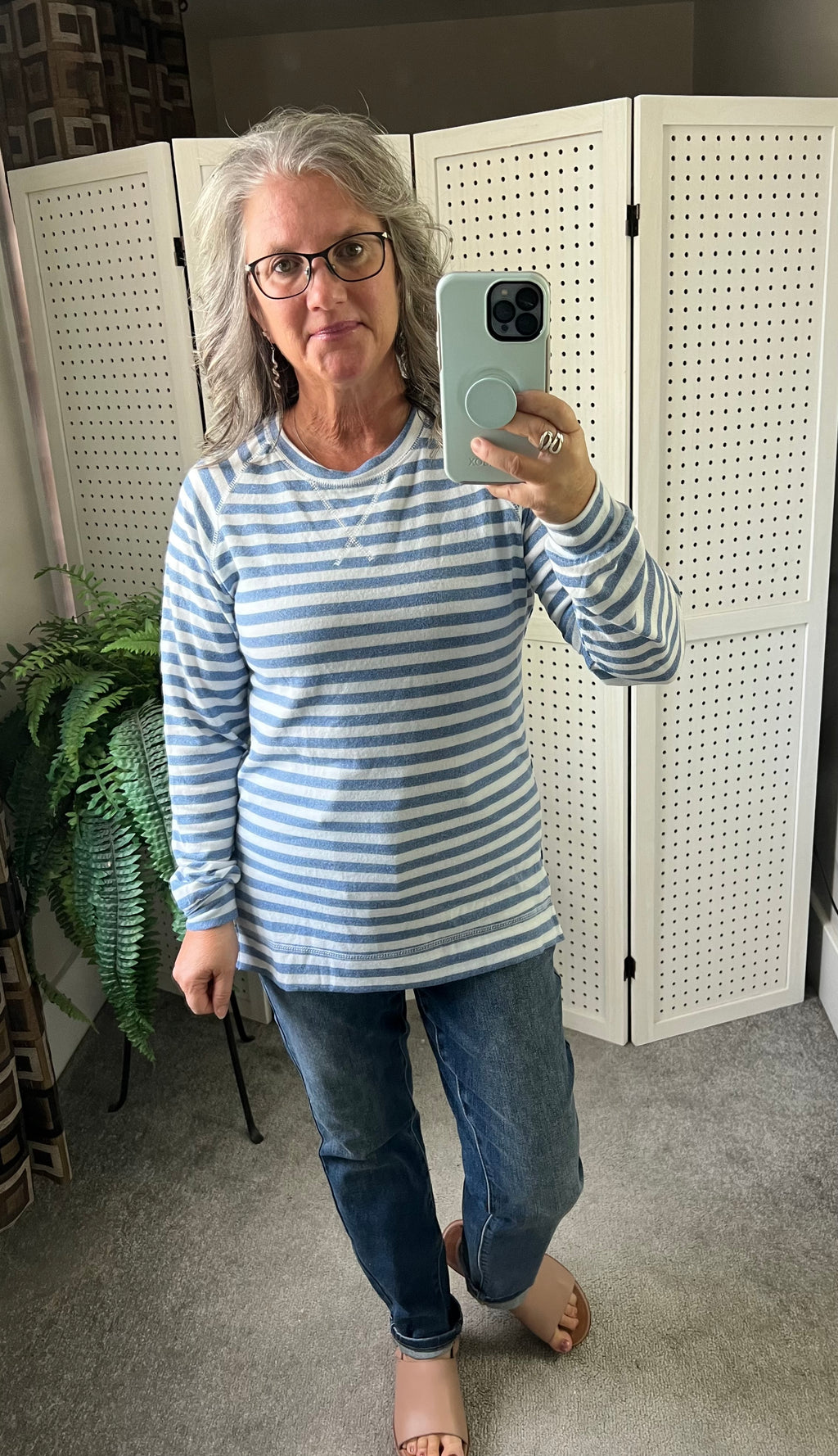 Striped Round Neck Long Sleeve Top - 5 colors