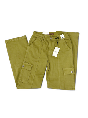 Judy Blue High Waist Straight Leg Cargo Jeans in Matcha Green