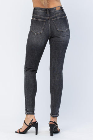 Judy Blue High Rise Front Yoke Skinny Black Wash Jeans