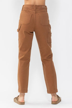 Judy Blue High Rise Brown Carpenter Utility Slim Fit Jeans