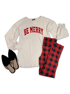 Be Merry Ribbed Pullover