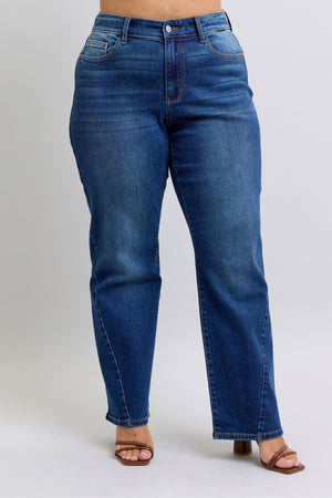 Judy Blue Mid rise Side Seam Detail Straight Leg Jeans