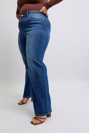 Judy Blue Mid rise Side Seam Detail Straight Leg Jeans