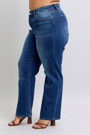 Judy Blue Mid rise Side Seam Detail Straight Leg Jeans