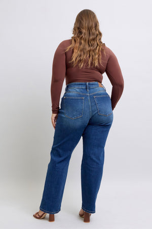 Judy Blue Mid rise Side Seam Detail Straight Leg Jeans