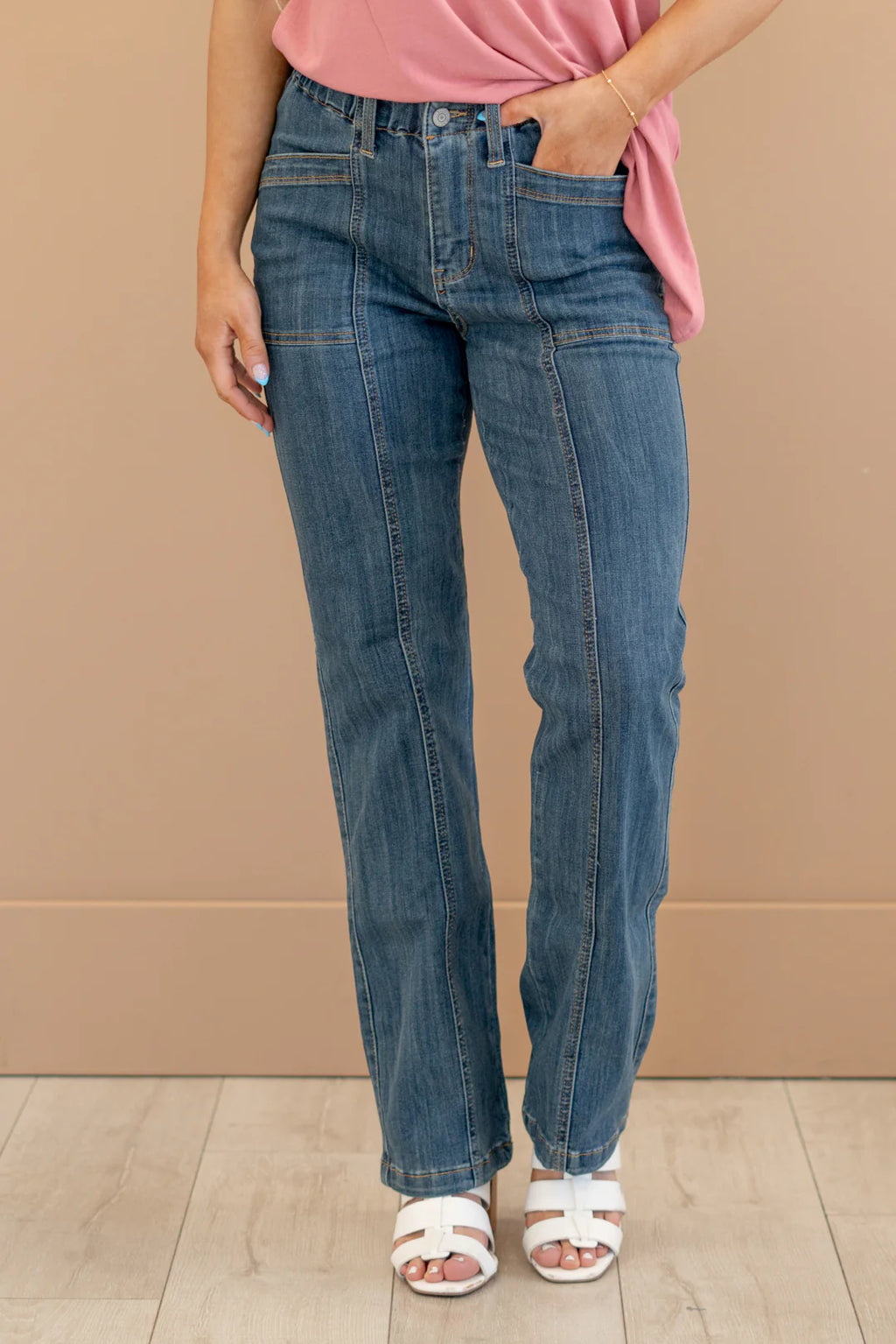 Judy Blue High Waist Elastic Waist Vintage Straight Leg Jeans