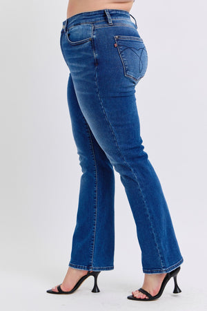 Judy Blue Mid Rise Thermal Non Distressed Bootcut Jeans