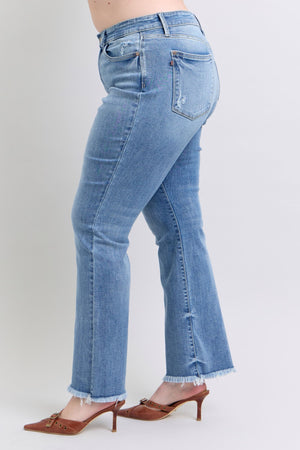 Judy Blue High Waist Frayed Hem Bootcut Jeans Tall