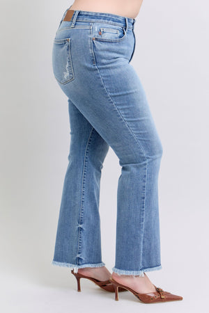 Judy Blue High Waist Frayed Hem Bootcut Jeans Tall