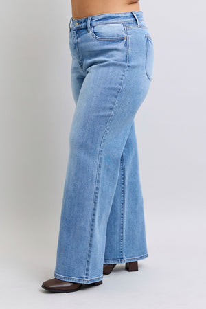 Judy Blue High Waist Wide Leg Vintage Wash Retro Jeans