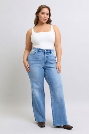 Judy Blue High Waist Wide Leg Vintage Wash Retro Jeans