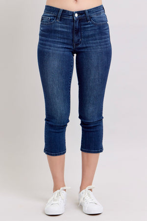 Judy Blue Mid Rise Non Distressed Skinny Capri Jeans