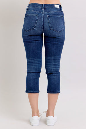 Judy Blue Mid Rise Non Distressed Skinny Capri Jeans