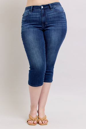 Judy Blue Mid Rise Non Distressed Skinny Capri Jeans