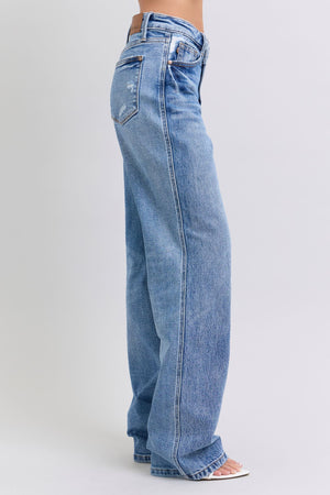 Judy Blue High Waist Rigid Magic Criss-Cross Waistband Straight Jeans