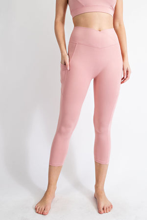 Buttery Soft V Waist Capri Athletic Leggings with Pockets by Rae Mode - 4 colors