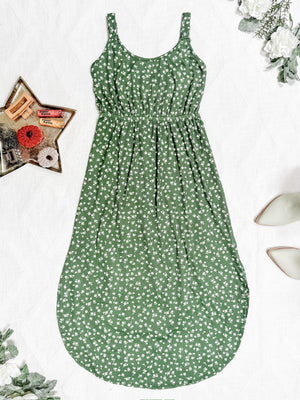 Reagan Ribbed Midi Dress - Olive Floral by Michelle Mae