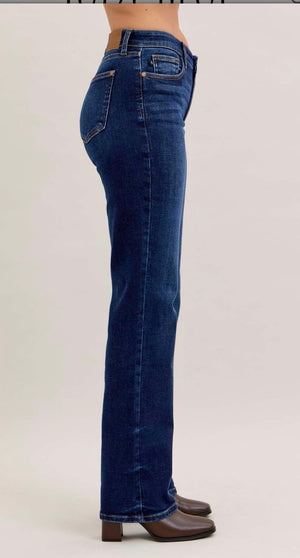 Judy Blue Mid Rise Dark Wash Classic Straight Leg Non Distressed Jeans
