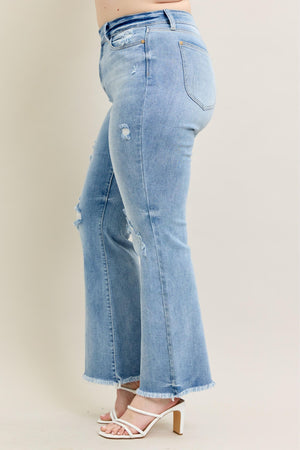 Judy Blue High Waist Fray Hem With Shield Pockets Flare Jeans Tall (33" Inseam)