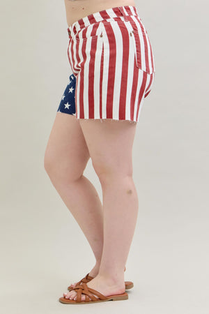 Judy Blue High Waist Americana Flag Fray Hem Shorts