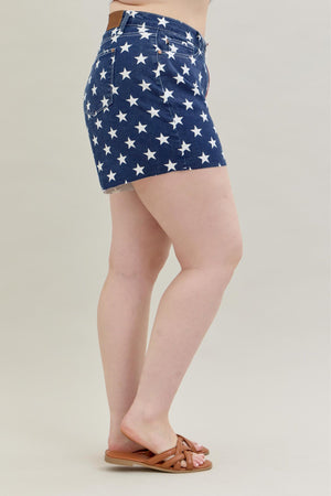 Judy Blue High Waist Americana Flag Fray Hem Shorts