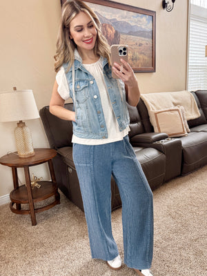 Risen Denim Vest with Detachable Hood