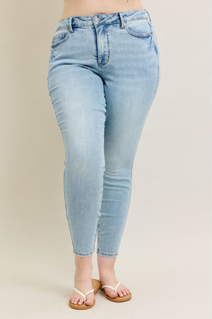 Judy Blue Mid Rise Tummy Control Vintage Light Wash Skinny Jeans