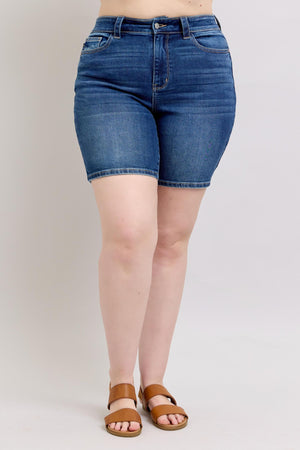 Judy Blue High Waist Bermudas Jean Shorts W/ Back Flap Pockets